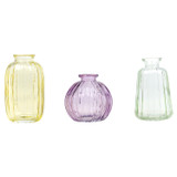 Ribbed Coloured Glass Decorative Bud Vase Set