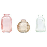 Ribbed Coloured Glass Decorative Bud Vase Set