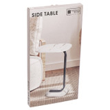 Marble Veneer C-Shaped Side Table with Black Metal Frame