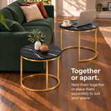 Set of 2 Round Nesting Side Tables with Metal Frame