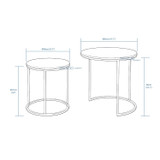 Set of 2 Round Nesting Side Tables with Metal Frame