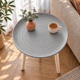 FEZ 40cm Round Tripod Side Table with Embossed Top