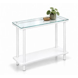Narrow 2 Tier Side Table with Glass Top