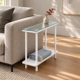 Narrow 2 Tier Side Table with Glass Top