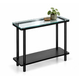 Narrow 2 Tier Side Table with Glass Top