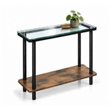 Narrow 2 Tier Side Table with Glass Top