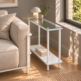 BRAGA Narrow 2 Tier Glass Top Side Table