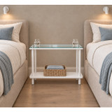 BRAGA Narrow 2 Tier Glass Top Side Table