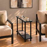 BRAGA Narrow 2 Tier Glass Top Side Table