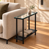 BRAGA Narrow 2 Tier Glass Top Side Table