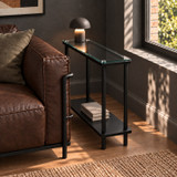 BRAGA Narrow 2 Tier Glass Top Side Table