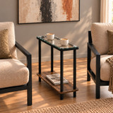 BRAGA Narrow 2 Tier Glass Top Side Table