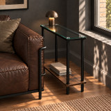 BRAGA Narrow 2 Tier Glass Top Side Table
