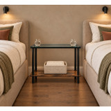 BRAGA Narrow 2 Tier Glass Top Side Table