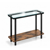 BRAGA Narrow 2 Tier Glass Top Side Table