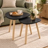 Nest of 2 Teardrop Side Tables w/ Wooden Legs