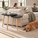 Nest of 2 Teardrop Side Tables w/ Wooden Legs