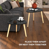 Nest of 2 Teardrop Side Tables w/ Wooden Legs