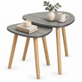 Nest of 2 Teardrop Side Tables w/ Wooden Legs