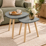 Nest of 2 Teardrop Side Tables w/ Wooden Legs