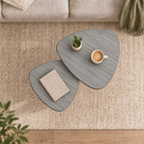 Nest of 2 Teardrop Side Tables w/ Wooden Legs
