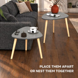 Nest of 2 Teardrop Side Tables w/ Wooden Legs