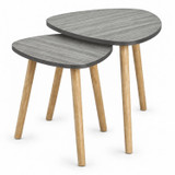 Nest of 2 Teardrop Side Tables w/ Wooden Legs