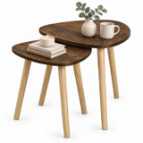 Nest of 2 Teardrop Side Tables w/ Wooden Legs