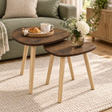 Nest of 2 Teardrop Side Tables w/ Wooden Legs