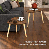 Nest of 2 Teardrop Side Tables w/ Wooden Legs