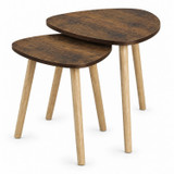 Nest of 2 Teardrop Side Tables w/ Wooden Legs