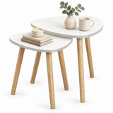 Nest of 2 Teardrop Side Tables w/ Wooden Legs