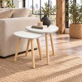 Nest of 2 Teardrop Side Tables w/ Wooden Legs