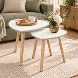 Nest of 2 Teardrop Side Tables w/ Wooden Legs