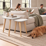Nest of 2 Teardrop Side Tables w/ Wooden Legs