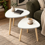 Nest of 2 Teardrop Side Tables w/ Wooden Legs