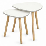 Nest of 2 Teardrop Side Tables w/ Wooden Legs