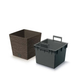 FURU Square Low Eco Wood Planter with Insert - 29x29.5x29.5 cm