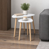 Pebble Shaped Nest of 2 Side Tables with Wooden Legs