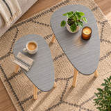 Pebble Shaped Nest of 2 Side Tables with Wooden Legs