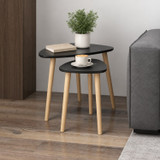 Pebble Shaped Nest of 2 Side Tables w/ Wooden Legs