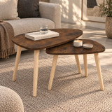 Pebble Shaped Nest of 2 Side Tables w/ Wooden Legs