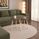 Set of 2 Round Nesting Side Tables with Pine Legs