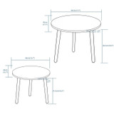 Set of 2 Round Nesting Side Tables with Pine Legs