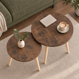 Set of 2 Round Nesting Side Tables w/ Pine Legs