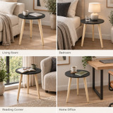 40X50cm Round Side Table with Solid Wooden Legs
