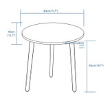 40X50cm Round Side Table w/ Solid Wooden Legs