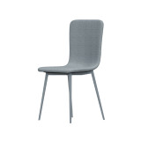 OSLO Modern Scoop-Back Dining Chairs in Chunky Woven Fabric with Matching Metal Legs
