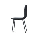 OSLO Modern Scoop-Back Dining Chairs in Chunky Woven Fabric with Matching Metal Legs