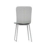 OSLO Modern Scoop-Back Dining Chairs in Chunky Woven Fabric with Matching Metal Legs